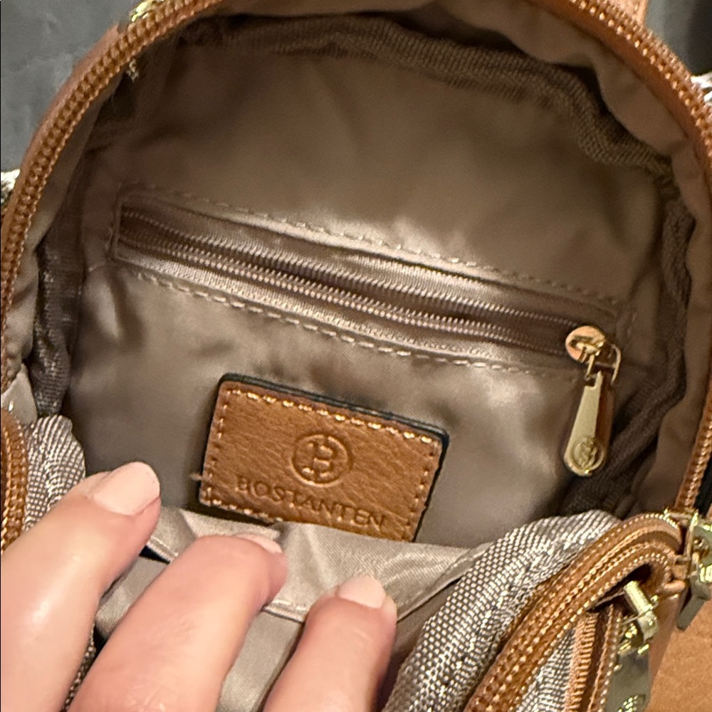 Postanyen Tan Crossbody Bag with Patterned Strap - Picture 7 of 10